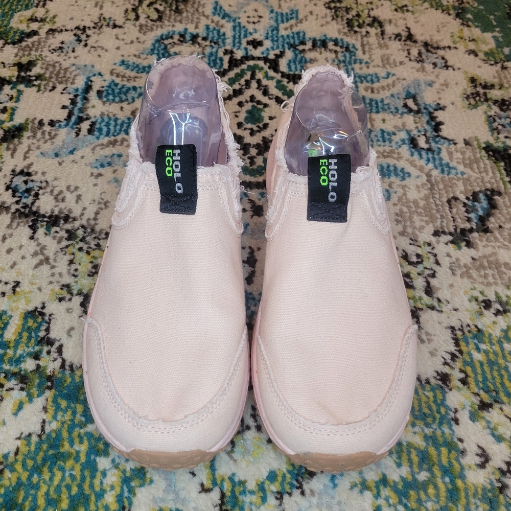 HOLO Athena Mocs‎ Baby Pink Recycled Canvas Foot Wear, Size US Womens 12
